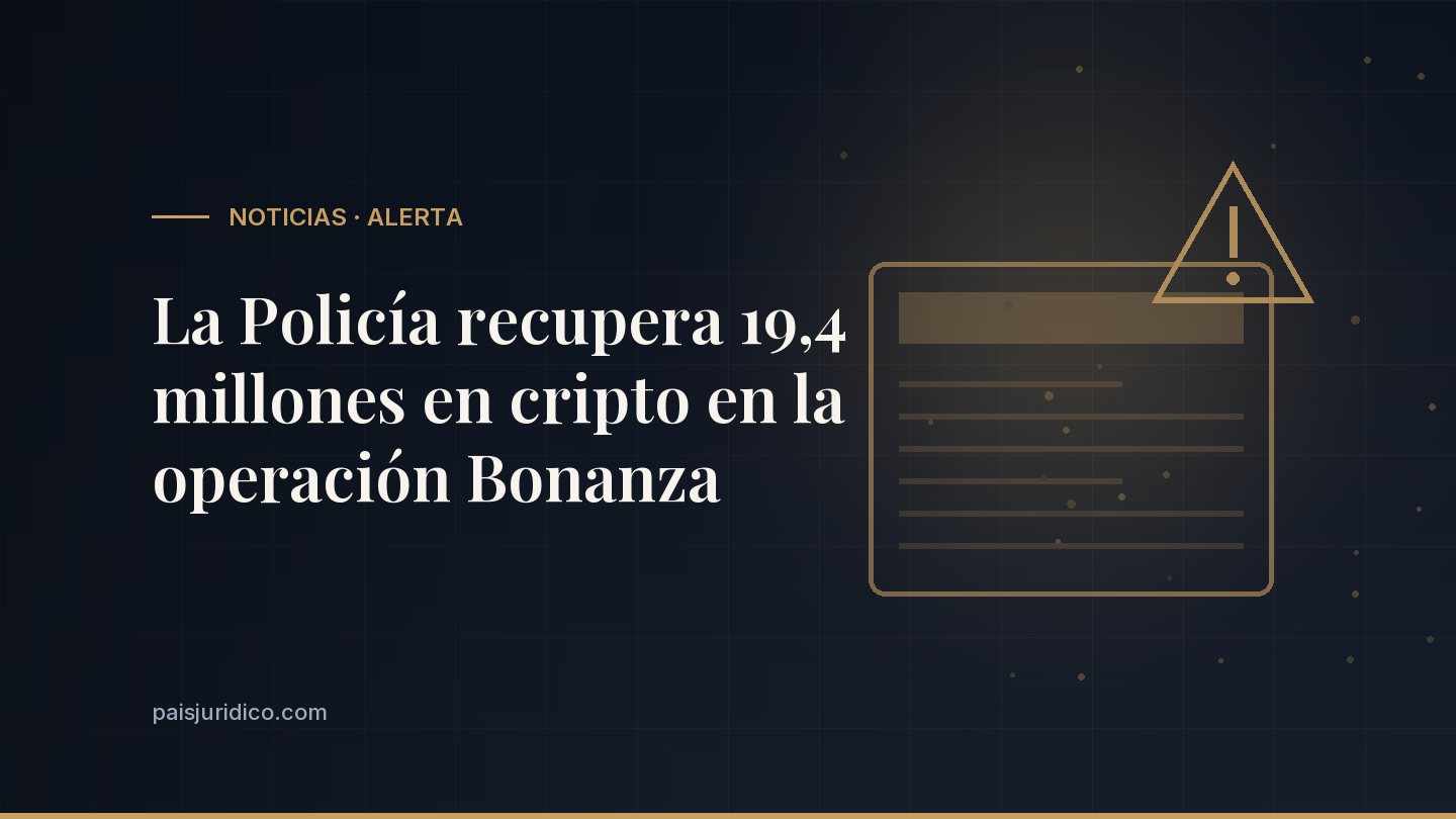 La Policía recupera 19,4 millones en cripto en la operación Bonanza