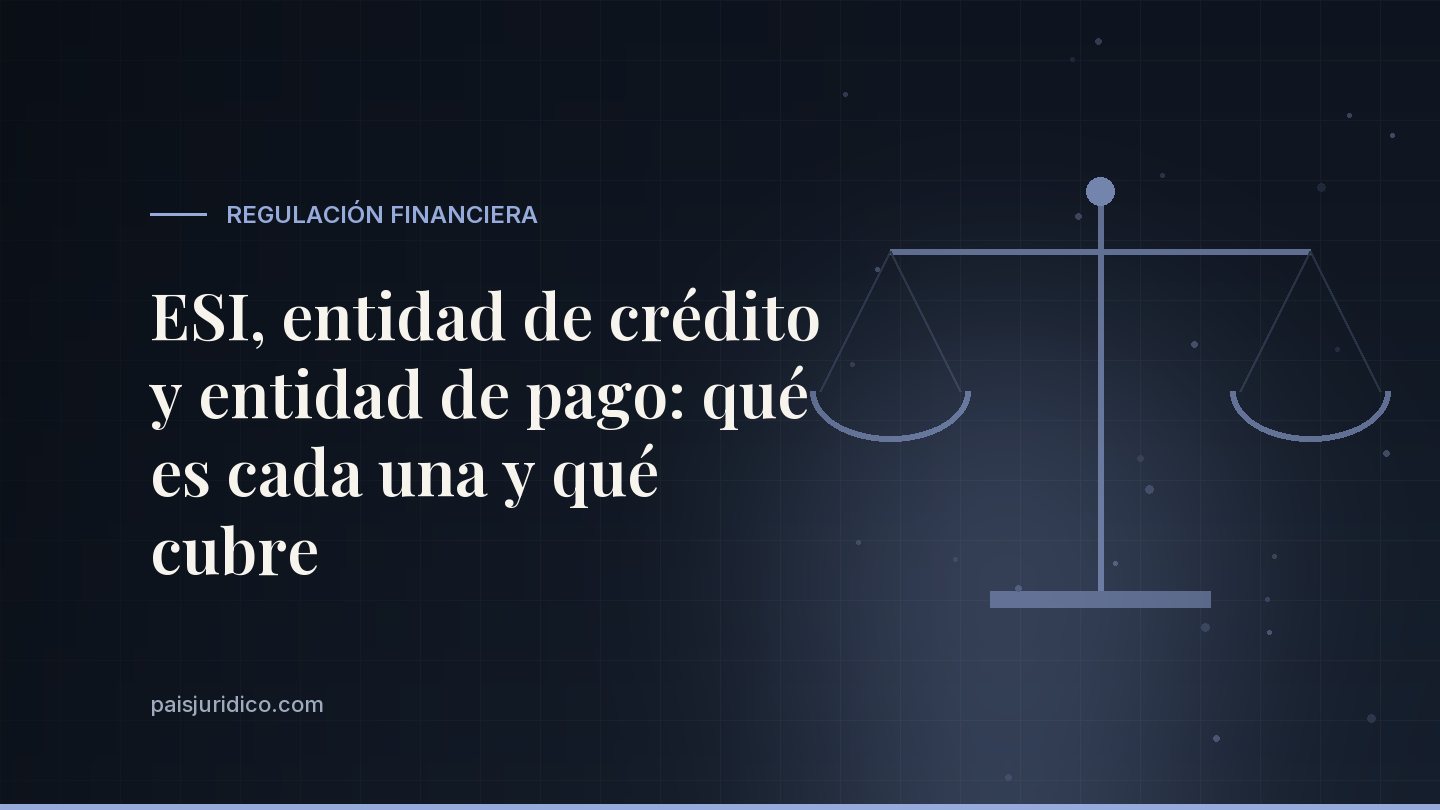 ESI, entidad de crédito y entidad de pago: qué es cada una y qué cubre