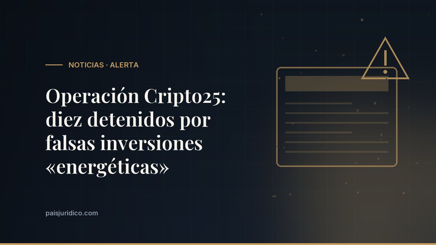 Operación Cripto25: diez detenidos por falsas inversiones «energéticas»