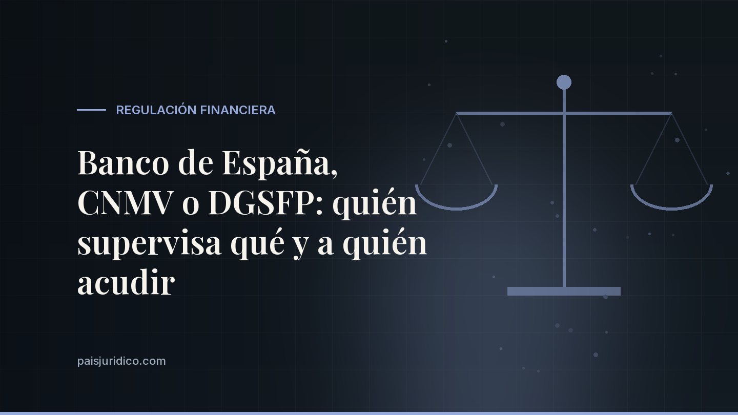 Banco de España, CNMV o DGSFP: quién supervisa qué y a quién acudir